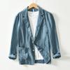 Men's Business Casual Cotton Linen Blazer: Loose Fit, Solid Color, Single Layer