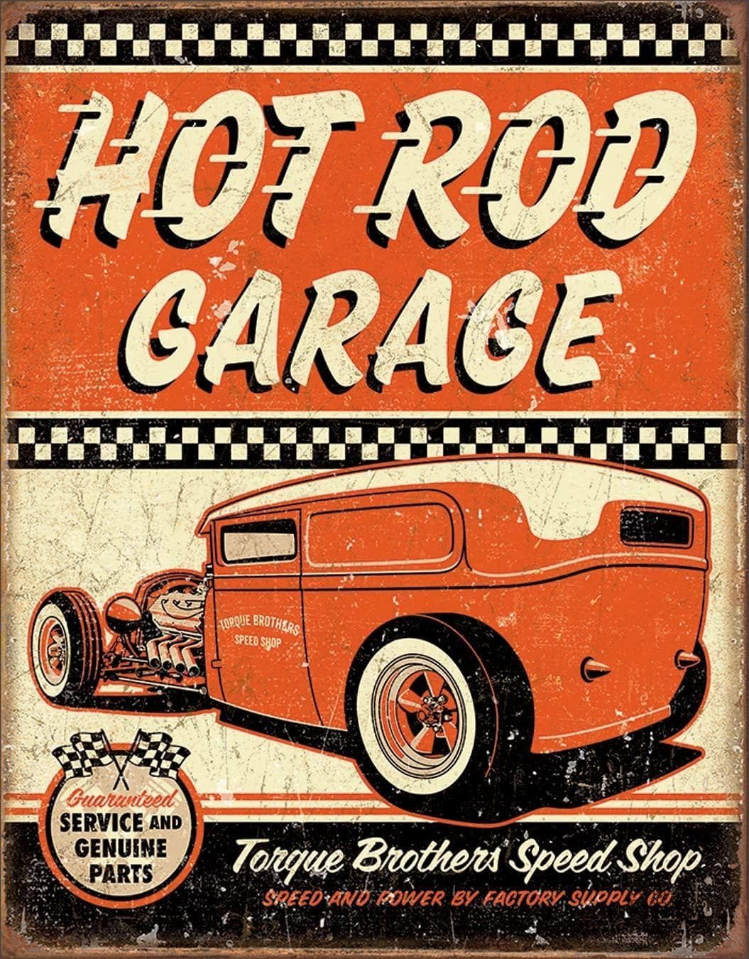 

Man Cave Decor Hot Rod Garage Rat Rod Tin Sign Vintage Metal 20x30cm（7.8x11.8inch）