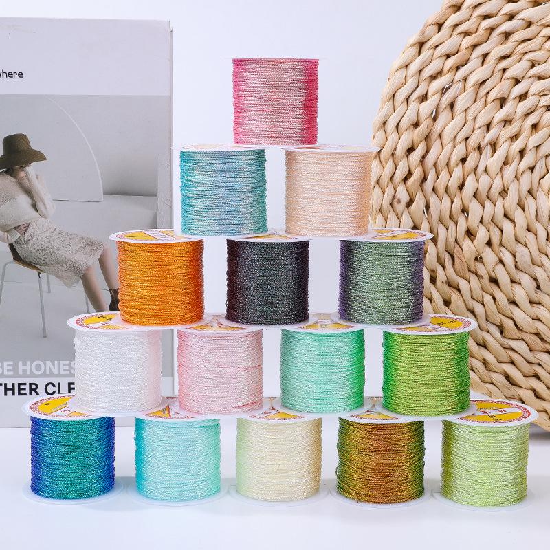 Handmade Red Lanyard Bracelet with Gold Iridescent Gimp Thread