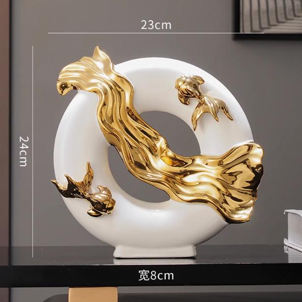 

Китайские карпы кои привлекают богатство Керамические аксессуары Офис Кафе Стол Скульптура Ремесла Дом Гостиная Книжная полка Фигурки Декор