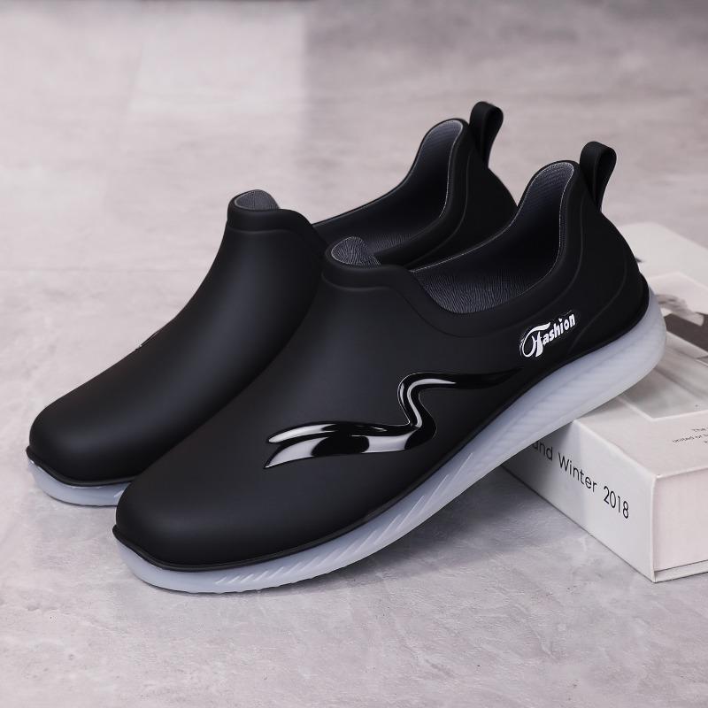 Shallow Rain Shoes Women's Fashion Adult Low-top Rain Boots Short Tube Non-slip Waterproof Shoes Soft Sole Kitchen Work Shoes