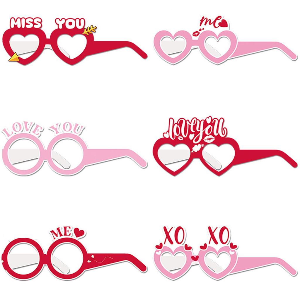6 Stück Valentinstag-Themenpapierbrillen Valentinstagsparty Lustige Bunte Dekorative Brillen