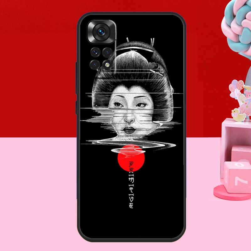 

Японский чехол с гейшей для Xiaomi Redmi Note 14 13 12 11 10 15 Pro Plus Redmi 15 C 13C 10C 12C 14C Мягкий чехол Redmi Note 9 Pro