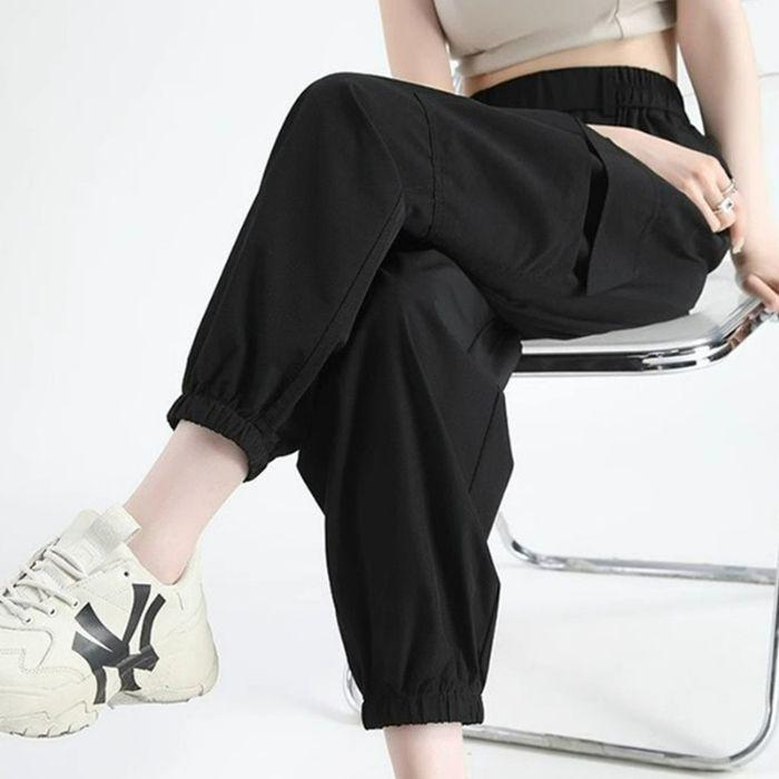 Women's High Waist Quick Dry Cargo Pants - Summer Breathable Harem Style