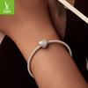 Shining Heart Beaded Diy Bracelet Accessories 925 Sterling Silver Heart Beads Women'S Niche Premium Light Luxury