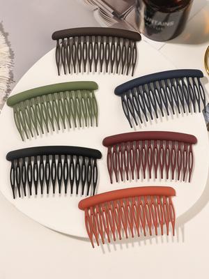 6Pcs Neutral Color French Side Combs for Thick Hair,Curved Twist Hair Decorative,Strong Hold Hair Pins Bun Chignon for Women