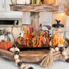 Stable Base Halloween Decor Wooden Tabletop Ornaments, Freestanding Solid Wood Letter Signs, Decorative Table Centerpiece Word Signs with Pumpkin And
