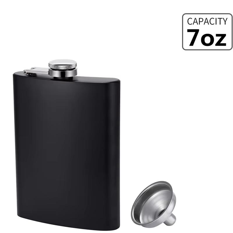 Camping Hip Flask 6 7 8oz Stainless Steel Black Hip Flask Set Leakproof Hip Flask with Funnel Alcohol Drinking Flask JT470