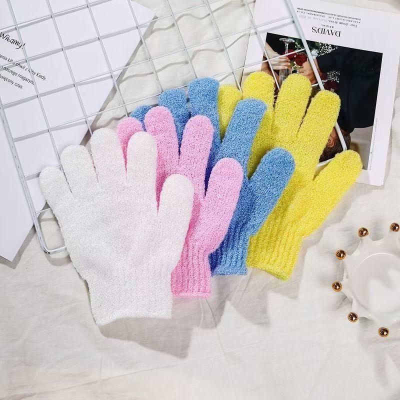 2Pcs 2-in-1 Exfoliating Bath Gloves Massage Peeling Shower Scrub Mitts for Full Body Skin Smoothing Care