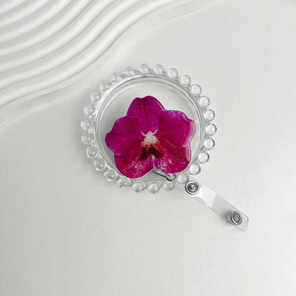 Akrylharts Hållarklämma Orkidéblomma Formad Namnskylt Märke Arbetsintyg