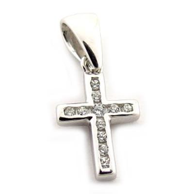 [K6685] – Weißer „Kreuz“-Silberanhänger