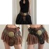 Retro Western Pu Leather Belt For Women With Metal Conchos And Rivets For Dress Accessories