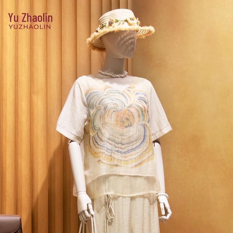 YUZHAOLIN Women s Floral Print Loose Two-Piece Summer Set 5XL
