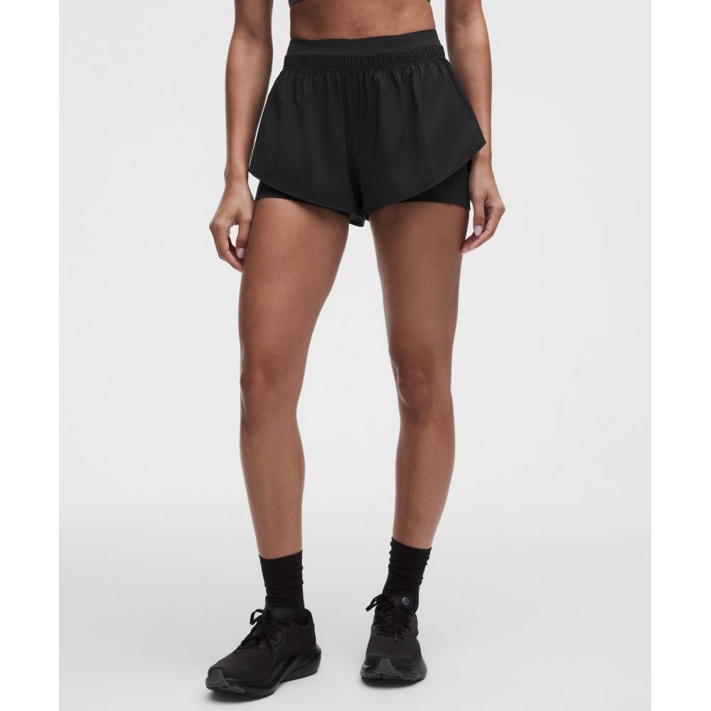 Lullulemon Translucent Two-In-One High-Rise Shorts 3-Inch Blk