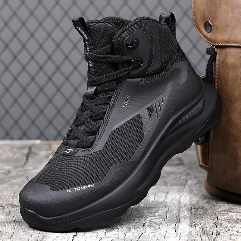 Winter Non-slip Thick-soled High-top Outdoor Hiking Shoes Off-road Running Sports Shoes Hiking Shoes Velvet Warm Men's Cotton Shoes