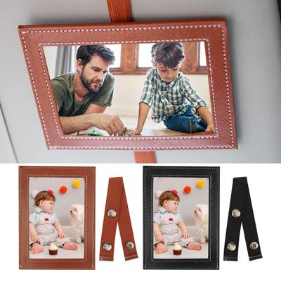 Araba Güneşliği Fotoğraf Çerçevesi 4x6 Suni Deri Resim Tutucu Araba İçin Fotoğraflarınızı Hem Dikey Hem Yatay Olarak Sergiler Araba İç Aksesuarları