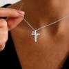 Exquisite Zircon Cross Pendant Necklace for Women Trendy Luxury Gold Color Rose Clavicle Chain Flower Jewelry Wholesale