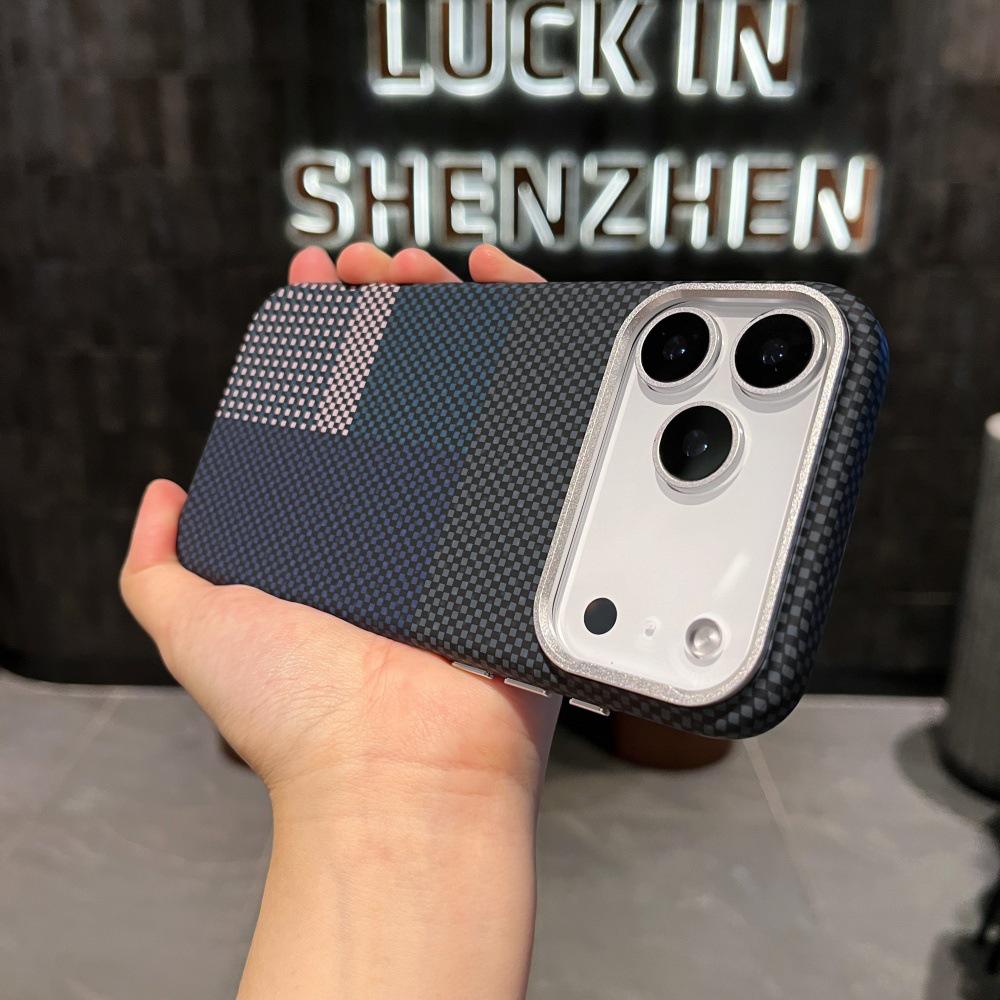 Sunset Golden Mountain Carbon Fiber Magnetic Case for iPhone 17 Pro Max - Full Coverage Metal Lens Protection