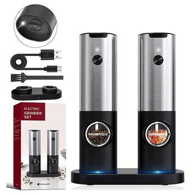 USB-aufladbare elektrische Salz- und Pfeffermühle mit einstellbarer Rauheit, frisch gemahlener Pfeffer, Pfefferpulvermühle, Küchenwerkzeug