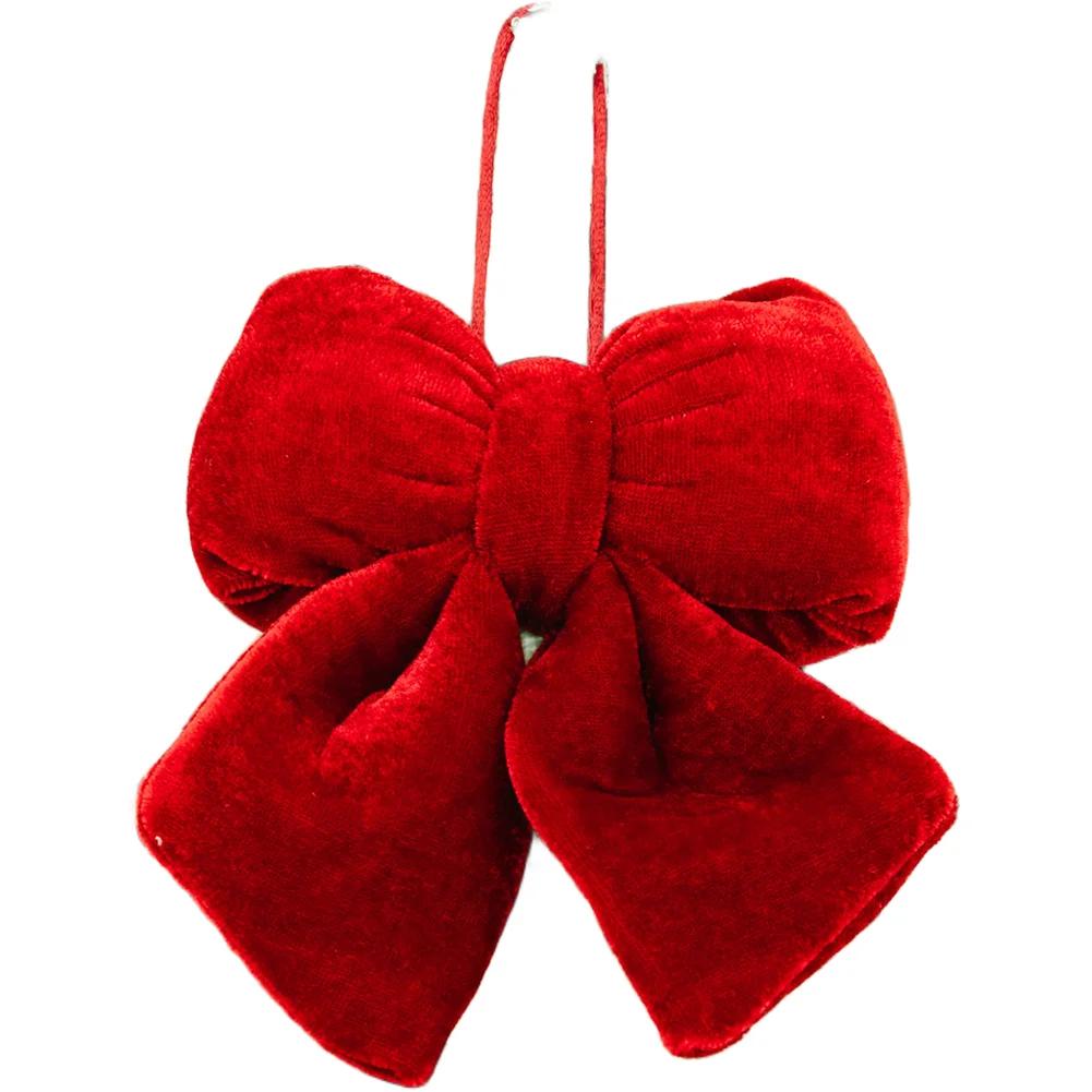 Christmas Tree Hanging Bow Ornament Made from Soft Velvet Flannel with Three Dimensional Design for Holiday Decor