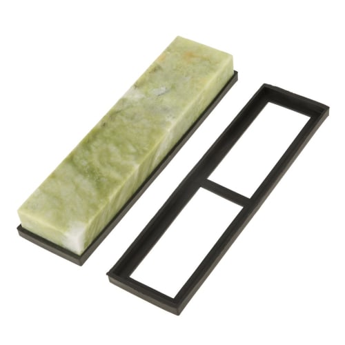 Hilitand Quality Natural Green Jade Whetstone Blade, 10,000 Grit, Fine Whetstone (with Base), 200 X 50 X 25 Mm, Professional Tool for Sharpening and P
