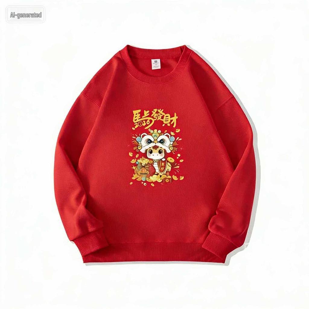 2026 Year of the Horse Red Hoodie - Festive Unisex Sweatshirt