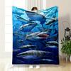 Sharks Underwater Ocean Scene Patterned Blanket, Flannel, Suitable for All Seasons, Home Decor, Warm and Cozy
