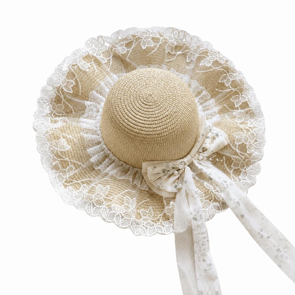 Flower Sun Hat Big Bowknot Sun Protection Hat Lolita Straw Hat Or Women