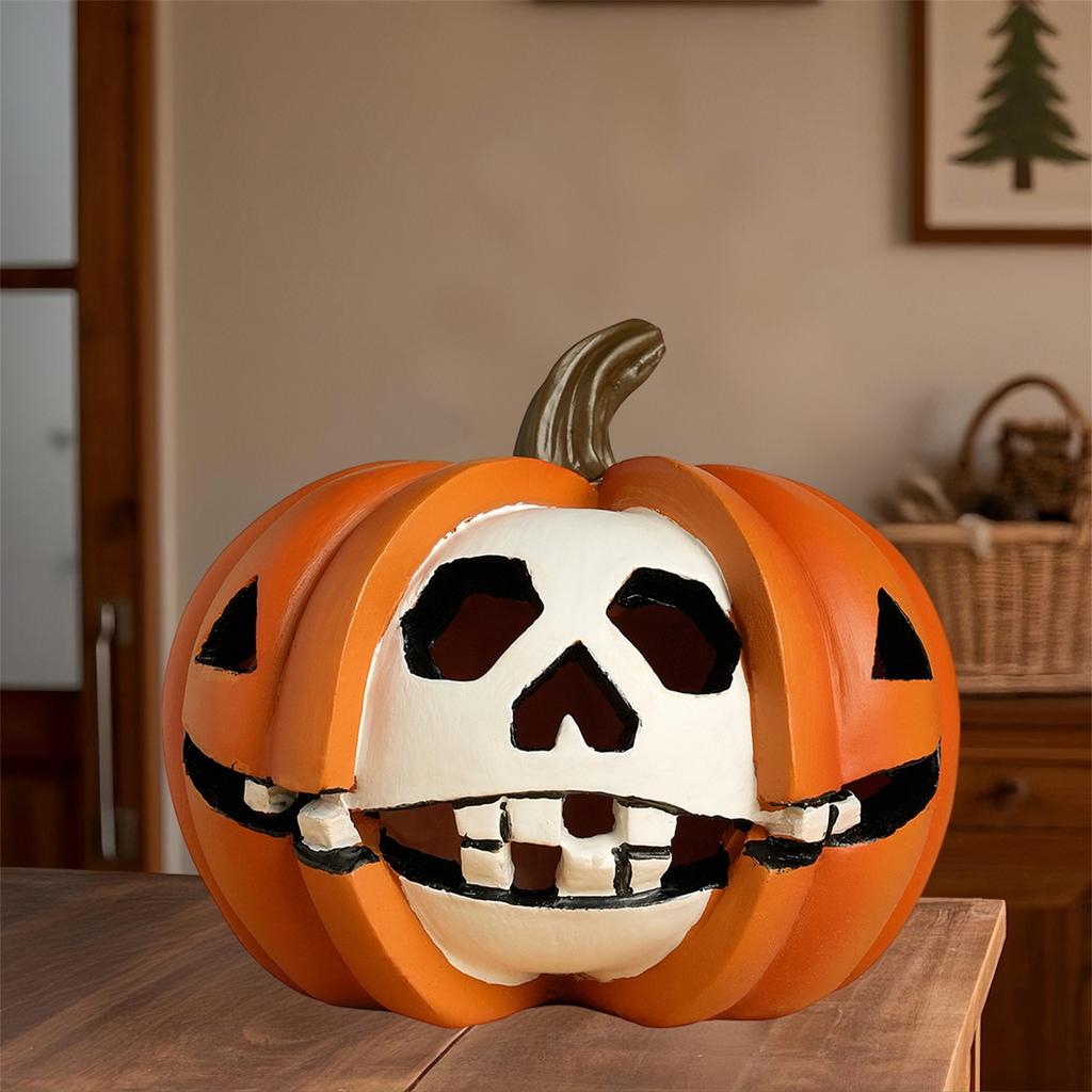 Halloween Witch Pumpkin Figurine Haunted Table Centerpiece Spooky Home Decorations for Fall Holiday Party and Events