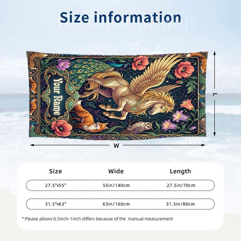 Floral Garden Theme Beach Towel Personalized Custom Name & Text Soft Quick Dry Beach Towel for Swimming Travel