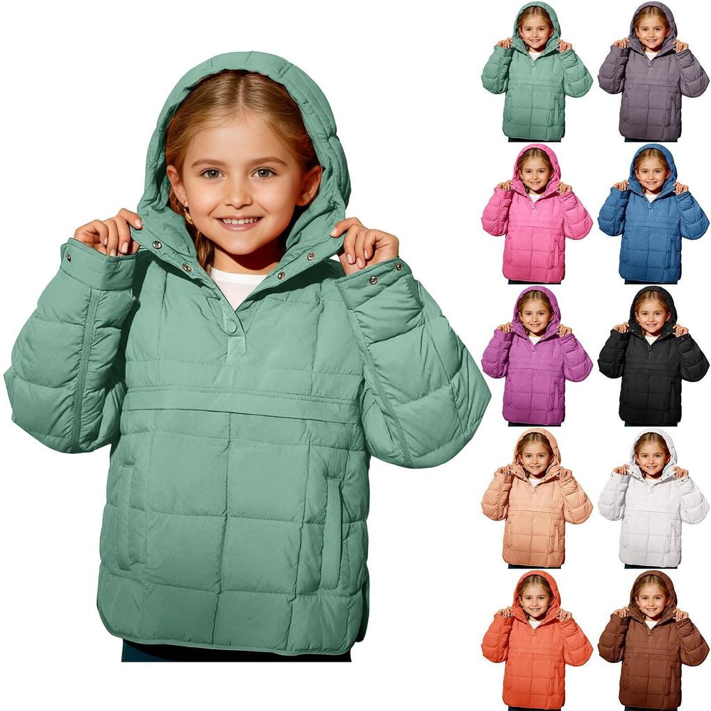 Girls' Fashion Solid-Colour Jacket Winter Top Outerwear