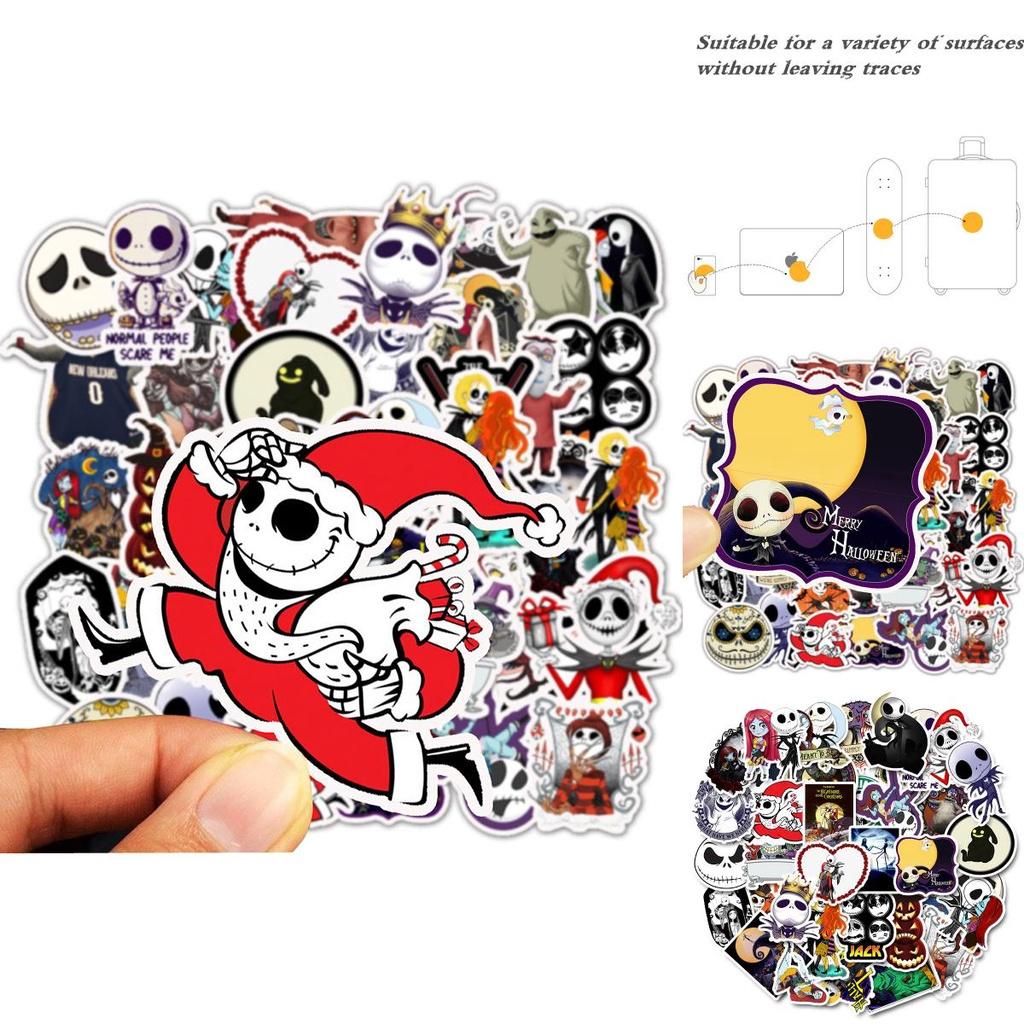 Vibrant Nightmare Before Christmas Vinyl Stickers For Car Laptop Luggage 50pcs Set