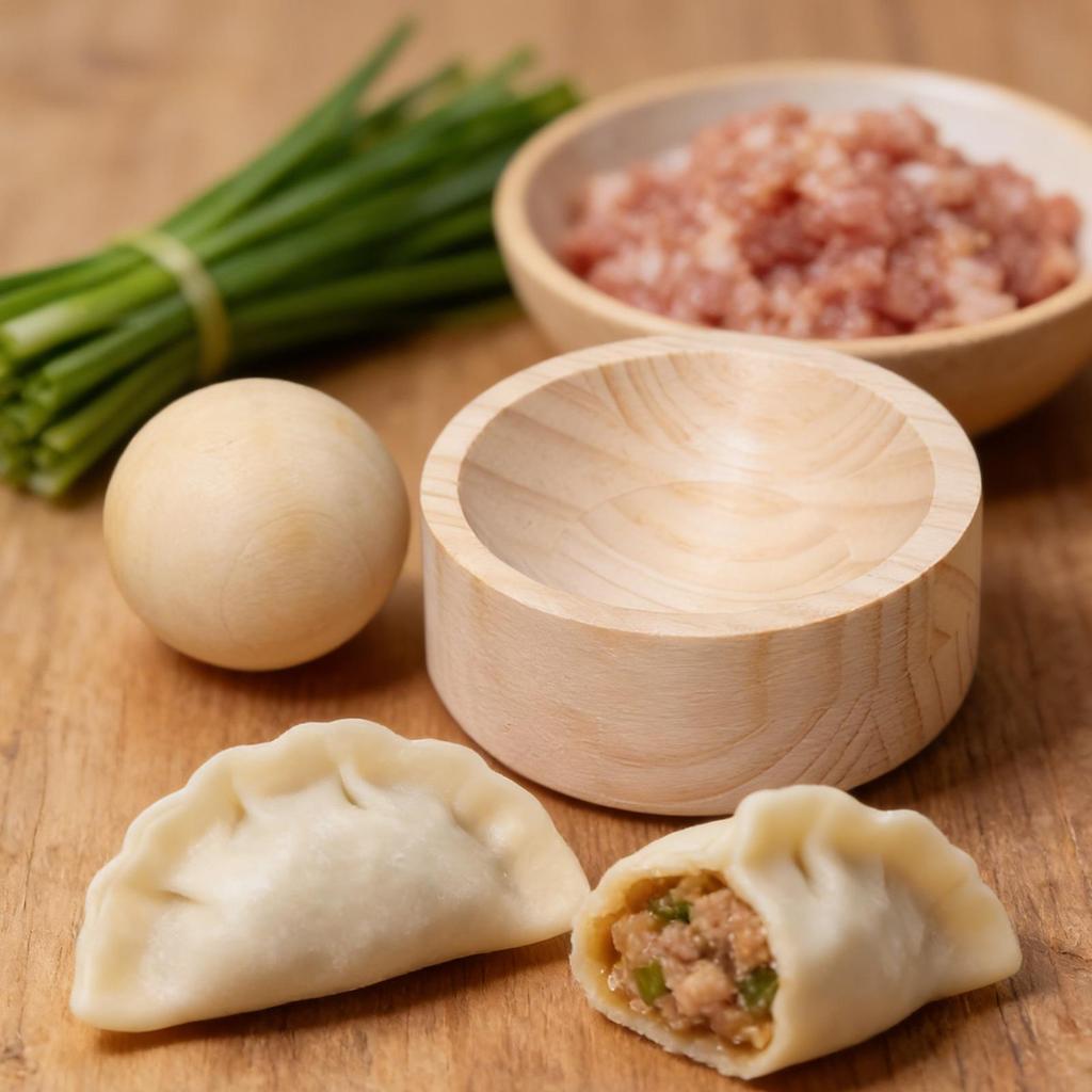 Wood Dumpling Maker Press Tool Wood Mold & Ball Manual Dough Skin Presser Hand Pie Rolling Tool DIY Dumpling Wrapper Maker