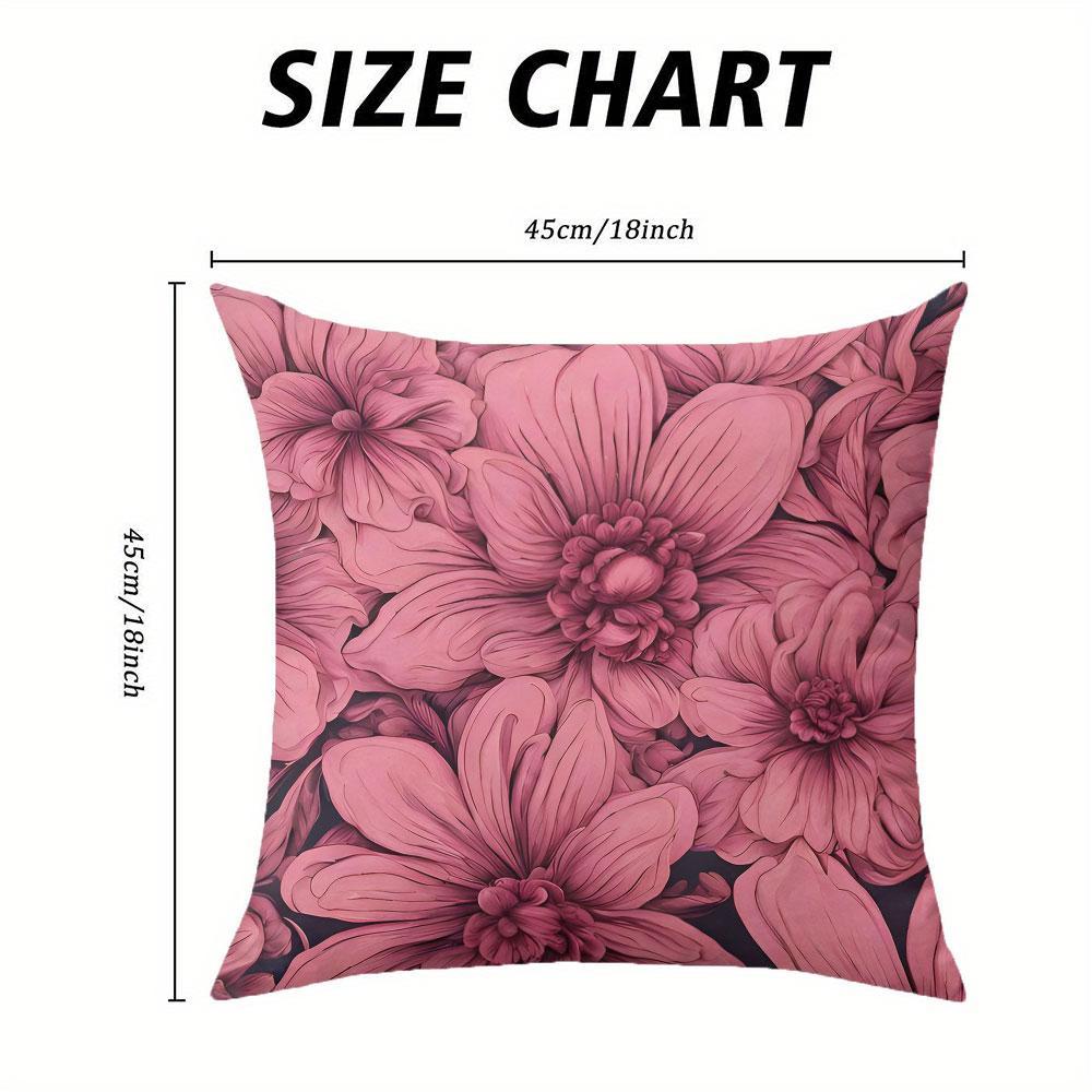 Pink Dahlia Art Square Jacquard Pillow Cover for Sofa Office Waist Cushion Cover Home Decorative Pillowcase