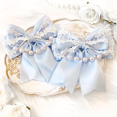 Schleifenklammer 2er Set Lolita Yume Kawaii Gothic Lolita Haarspange Haarnadel Haarschmuck Saxophon Hellblau Vol.5 [Artikel]