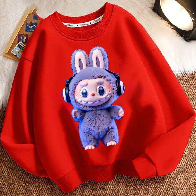 29/5000 Children's LBB Cartoon Hoodie, Long-sleeved Loose Round-neck Hoodie for Boys and Girls Spring and Autumn