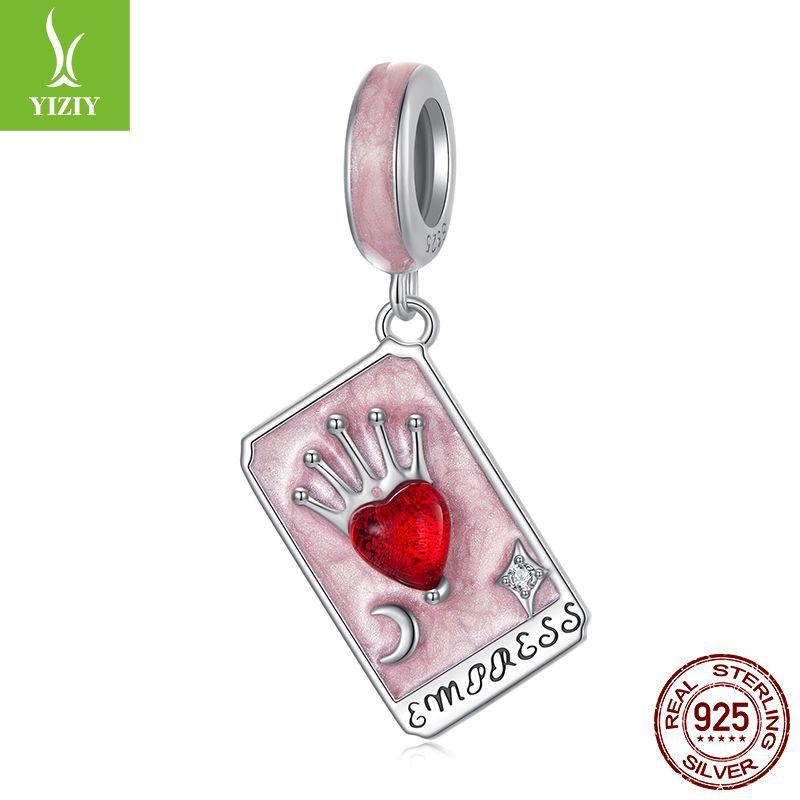 S925 Silver Queen Tarot Pendant, Wind Personality Diy Bracelet Beaded Accessories