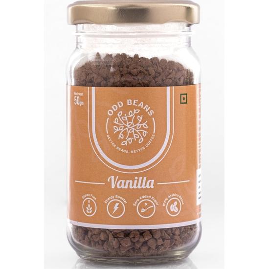 

Odd Beans Premium Instant Coffee Powder | Rich Flavour and Aromatic, 100% Arabica Beans | No Chicory Added (Vanilla, 50 g)