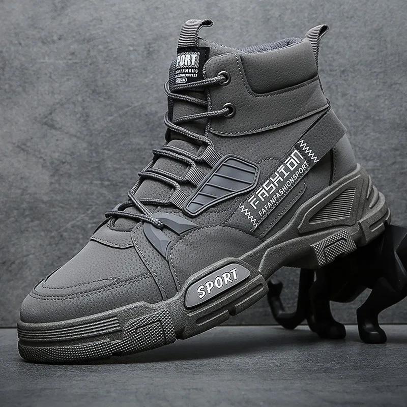 Fashion 2024 Men’s Casual Sneakers Platform Men Boots Comfortable High Top Ankle Boots Fashion Man Work Shoes Trend Versatiled Hombres