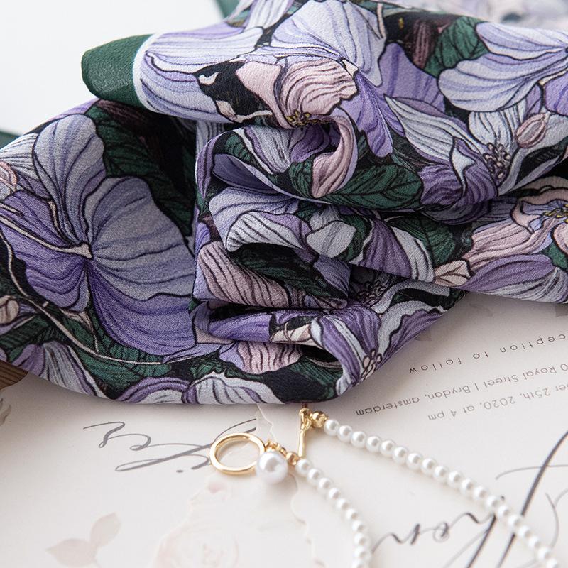 Jedwab morwowy jedwabny szal damski wiosenno-letni wszechstronny z nadrukiem bukietu kwiatowego z efektem ombre długi przędza szal przeciwsłoneczny dwufunkcyjny