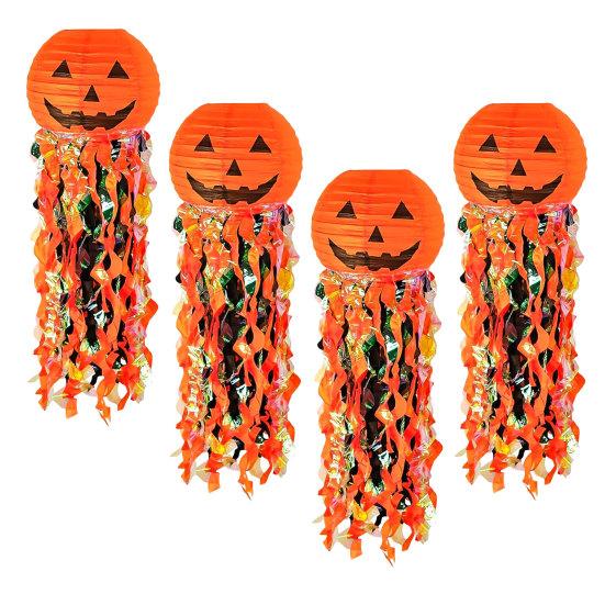 Pumpkin Paper Lanterns, Front Door Hanging Decor for Home Party Festival, Reusable Halloween Party Supplies Props