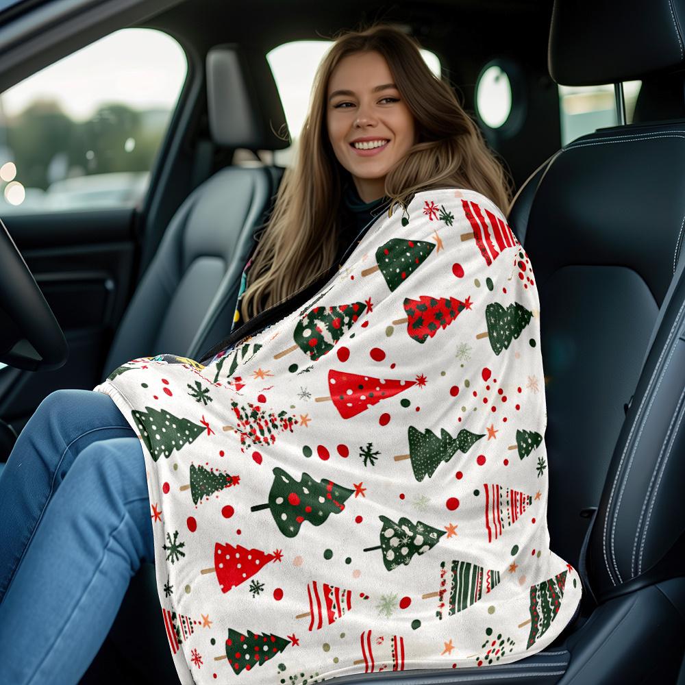 Cozy Christmas Tree & Snowflake Flannel Blanket - Soft, Lightweight, All-Season Comfort | Perfect for Sofa, Bed, Travel, Camping