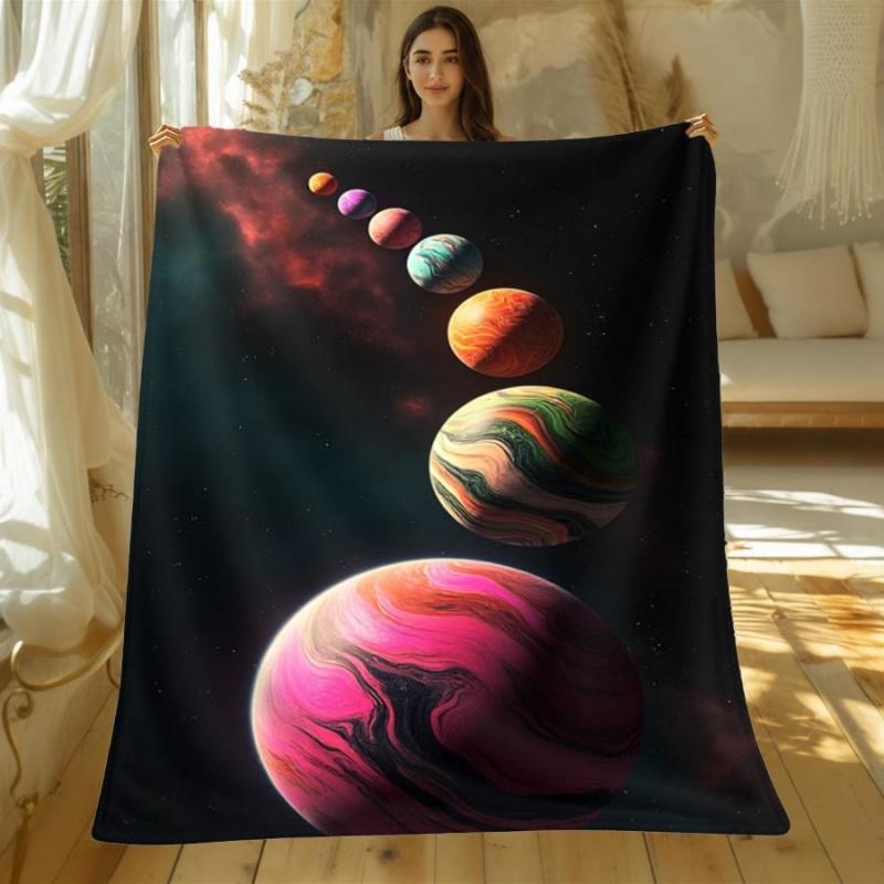 Cosmic Galaxy Planet Nebula Space Printed Blanket Soft Lightweight Universe Theme Home Sofa Bed Cover Blanket