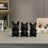 Three Smart Dog French Bulldog Statue Ornament, Listen, Look, Speak Smart Dog Statue, Desktop Decoration Gift For Dog Lovers