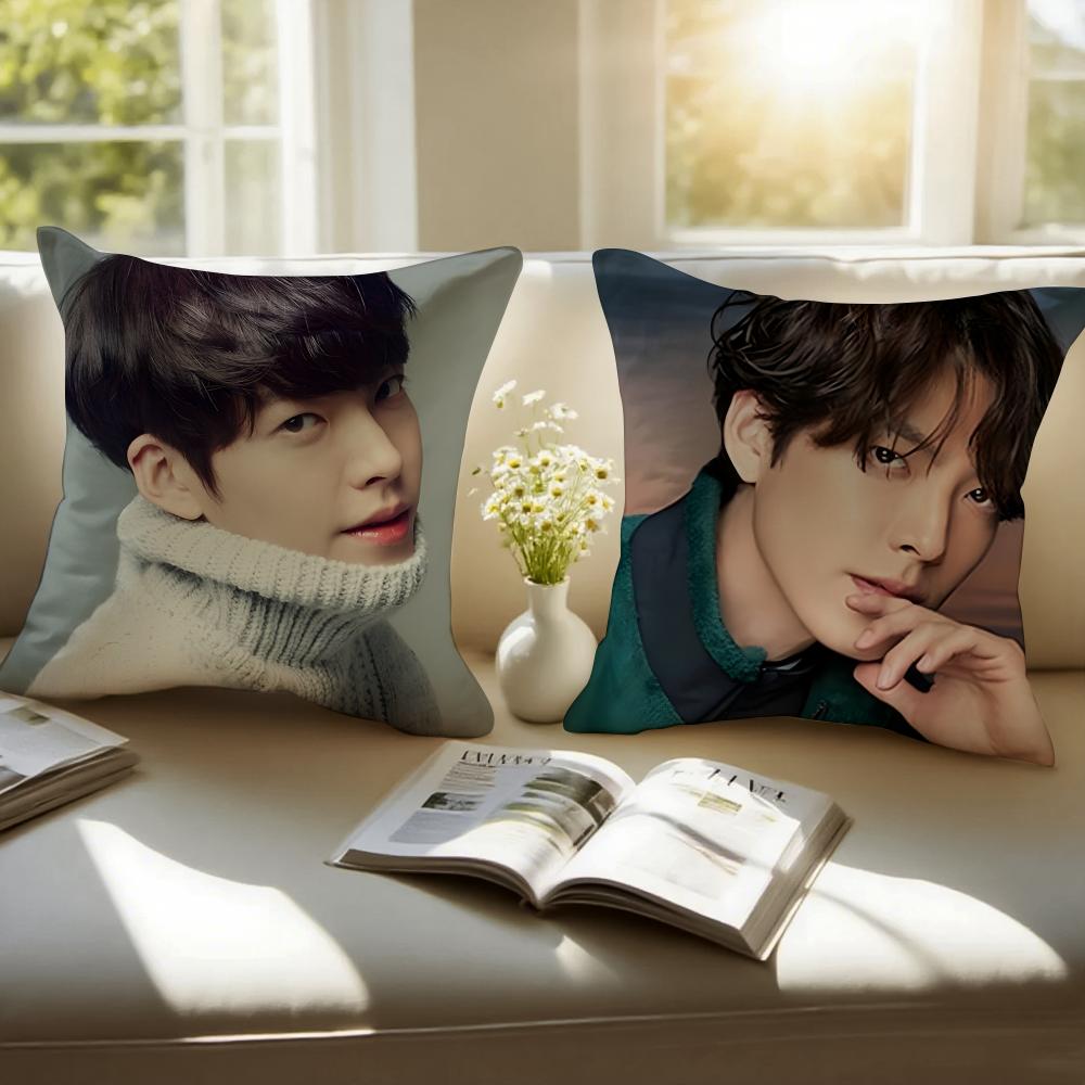 Handsome KKim Woo Bin Cushion Cover Pillowcase Antidustmite Invisible Zipper Short Plush Sofa Cushion
