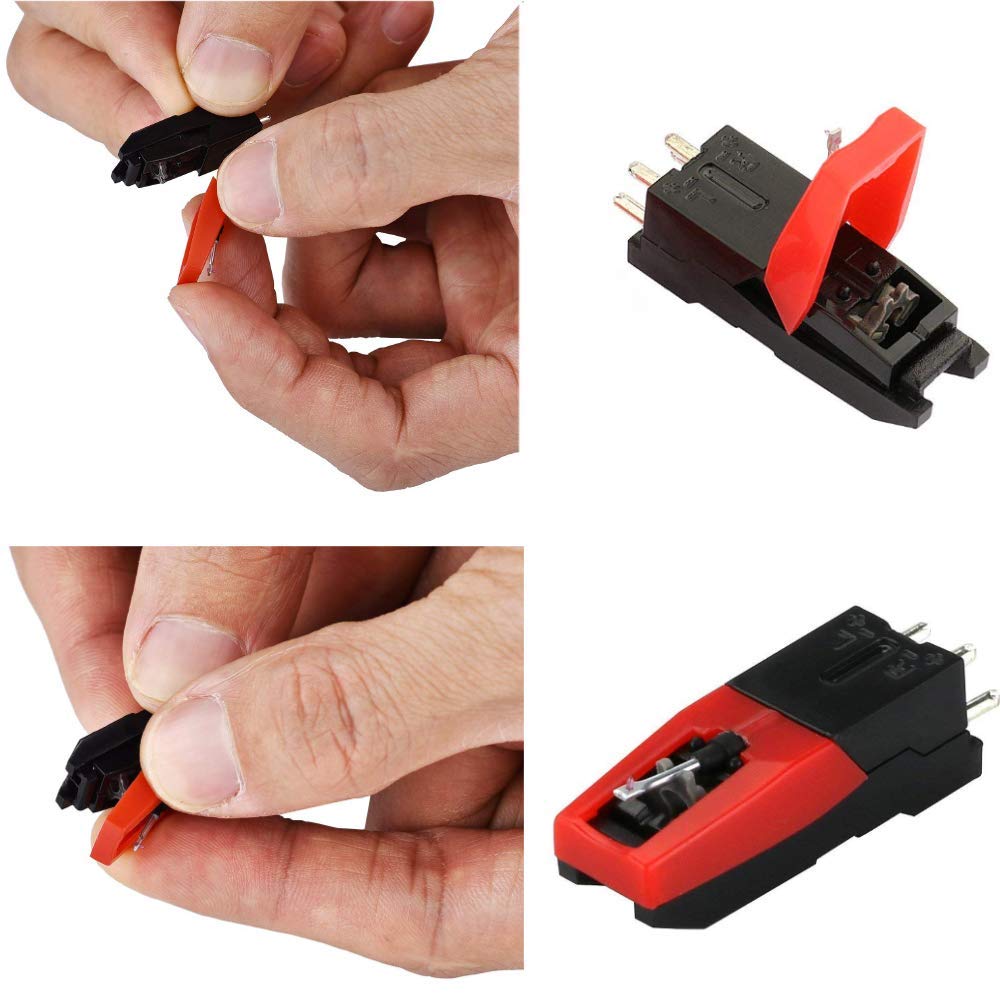 LP Record Needle Replacement Needles for Record and Phonographs 4-Pack Players, Turntables, (Red)