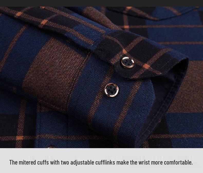 Men's Retro Plaid Fleece-lined Winter Shirt - Thick, Warm, Long-sleeved Casual Top for Middle-aged and Elderly