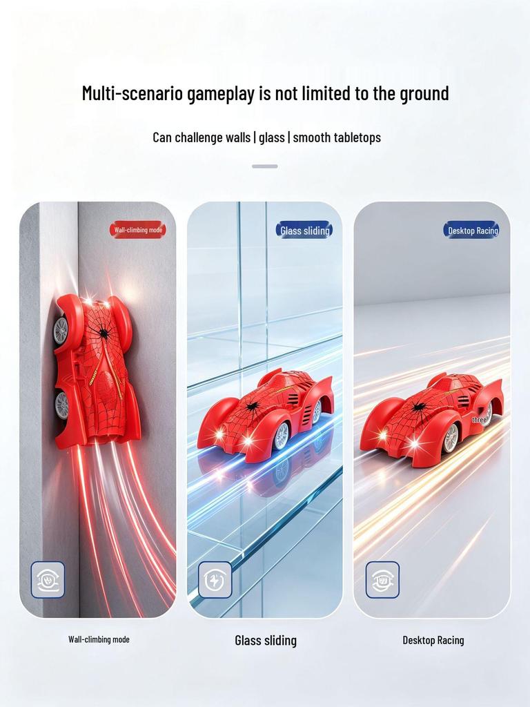 Remote Control Wall-Climbing Drift Car with Lights - Rotating Competition Toy for Kids