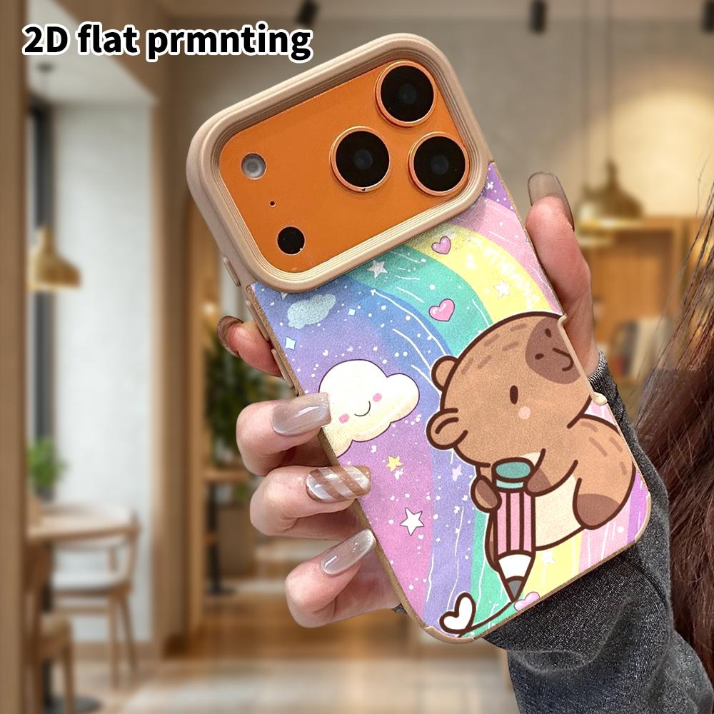 Phone Case: Lambskin 2D Flat Samsung Galaxy A34 A35 M05 M06 S20 S22 S21 FE Plus 5G Protective Case, Holding a Pencil Capybara, Christmas and Halloween