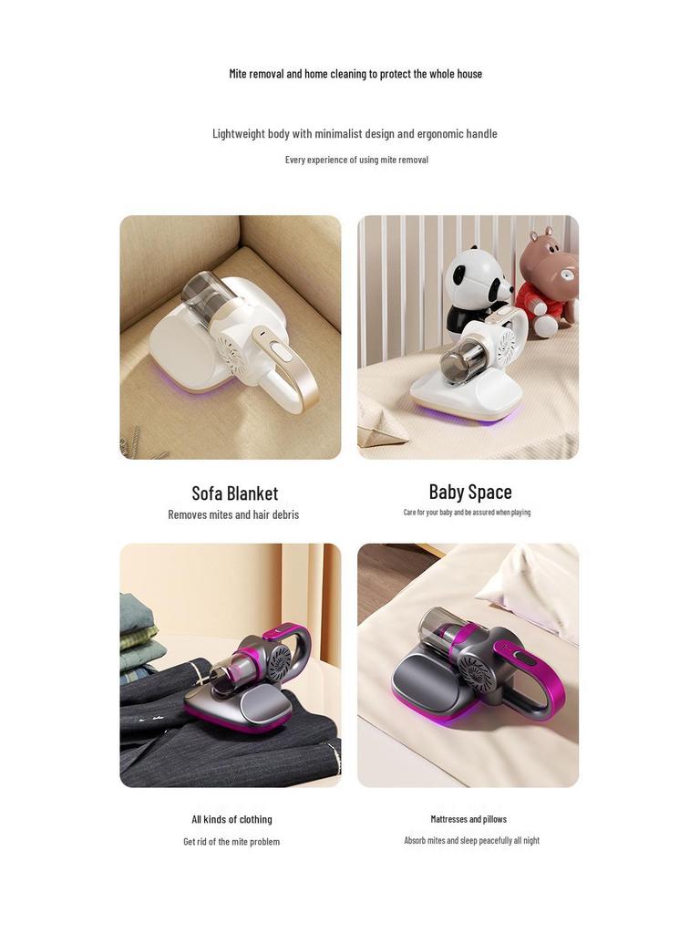 Rechargeable Handheld Vacuum Cleaner with UV Sterilizer and High Suction for Mite Removal